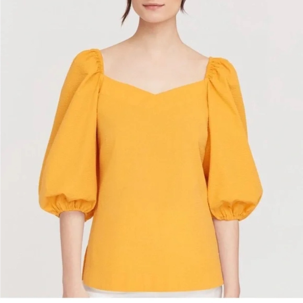 NWT Cuyama Seersucker Balloon Women's Top in Daffadil sz M